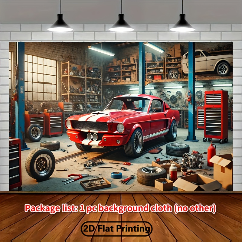Auto Repair Shop Background - Classic Car Garage Workshop Background Vintage