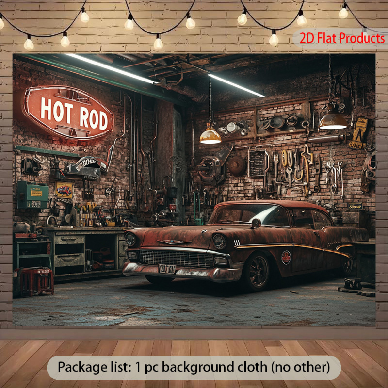 Auto Repair Shop Background - 1Vintage Car Garage Banner Background -