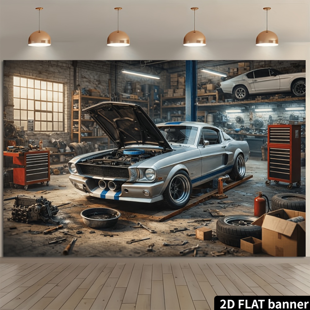 2D plane retro auto repair sho - Auto Repair Shop Background review and price