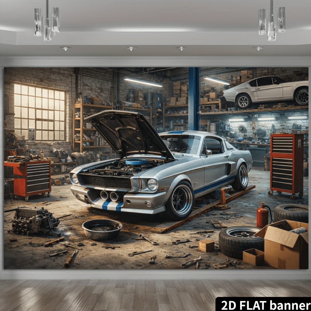 2D plane retro auto repair sho - Auto Repair Shop Background review and price