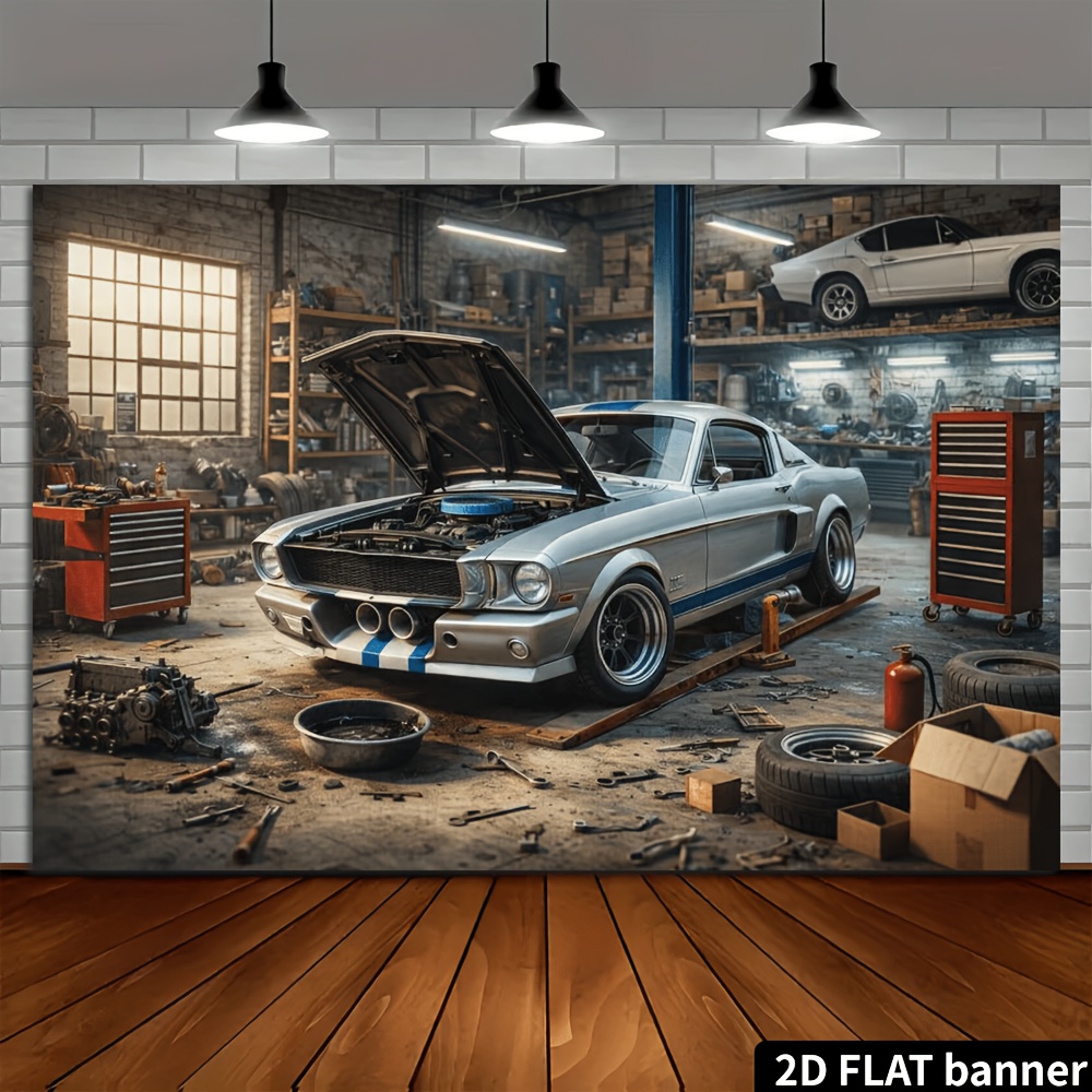 2D plane retro auto repair sho - Auto Repair Shop Background review and price