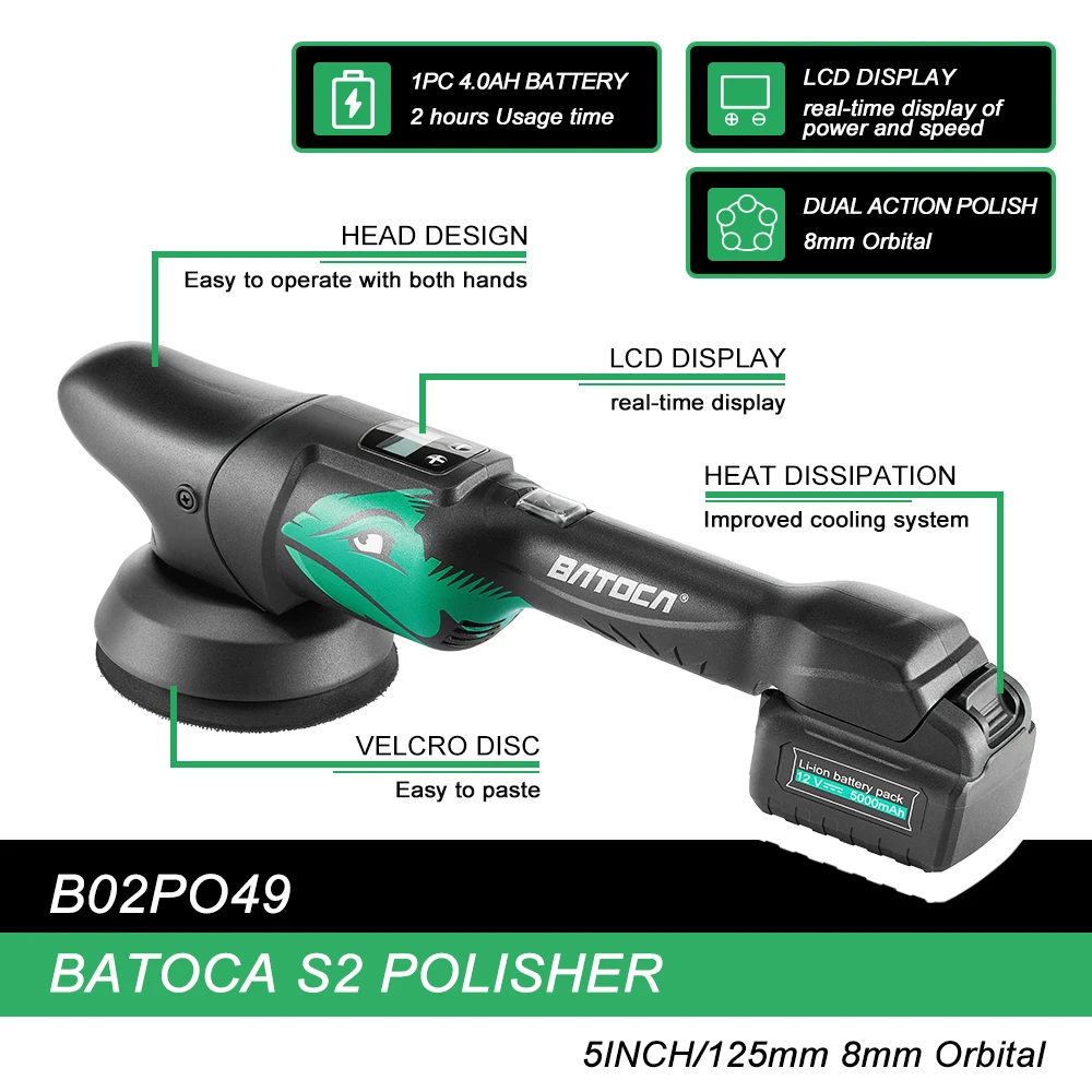 BATOCA S2 4.0Ah 5Inch Cordless - Orbital Polisher Da review and price