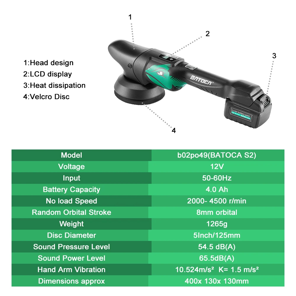 BATOCA S2 4.0Ah 5Inch Cordless - Orbital Polisher Da review and price